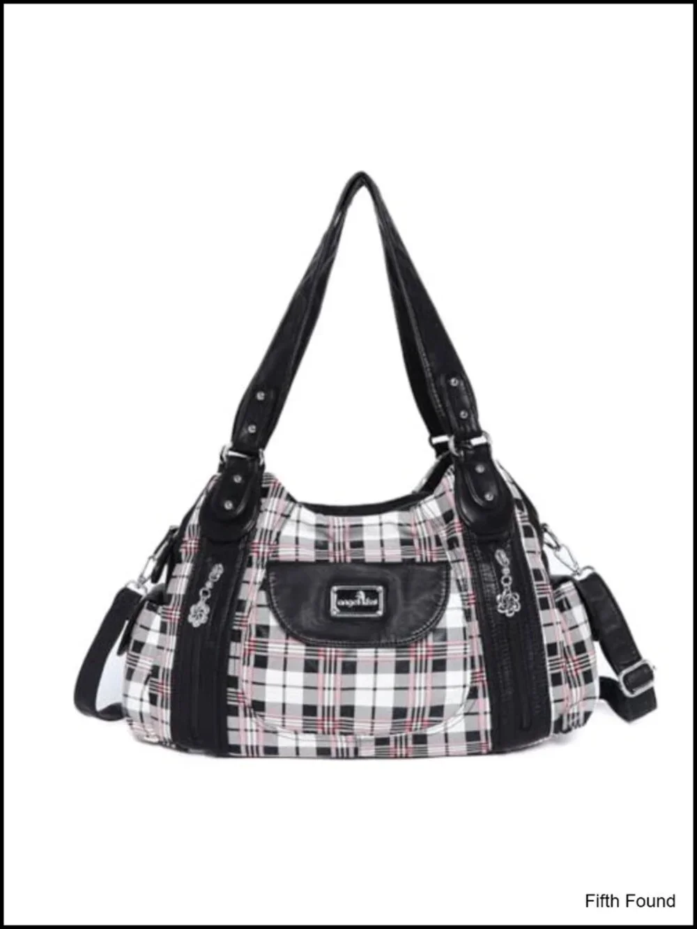 Washed PU Leather Hobo Shoulder Bag Multi Pocket Satchel Tote Purse